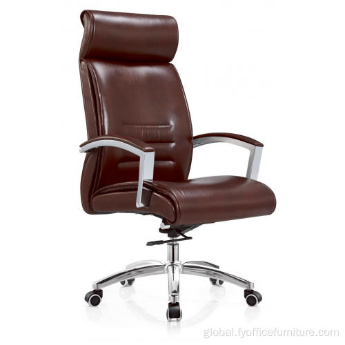 Office Executive Chair With Casters Whole-sale price High Back Lounge Black PU Leather Office Chair Factory